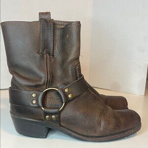 Frye Brown Leather square toe harness boot sz 7.5